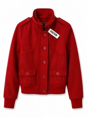 PacSun Sound & Matter Red Military Moto Jacket Size L NWT Cropped Utility Y2K